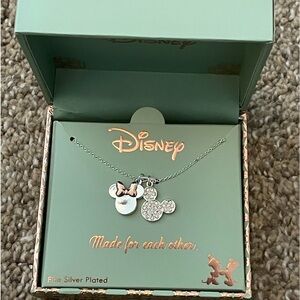 Disney Mickey and Minnie silver charm necklace